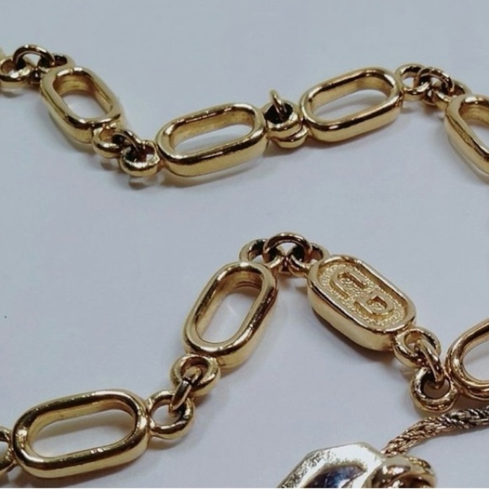Dior Vintage Rare 18K Gold Plated CD Logo Chain Link Necklace 16in Authentic - Picture 10 of 11